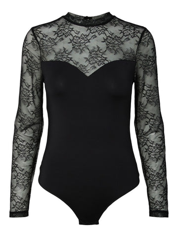 PCMILLY LS LACE BODYSTOCKING NOOS