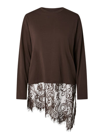 PCMAVE LS LACE TOP JRS D2D HOT FUDGE