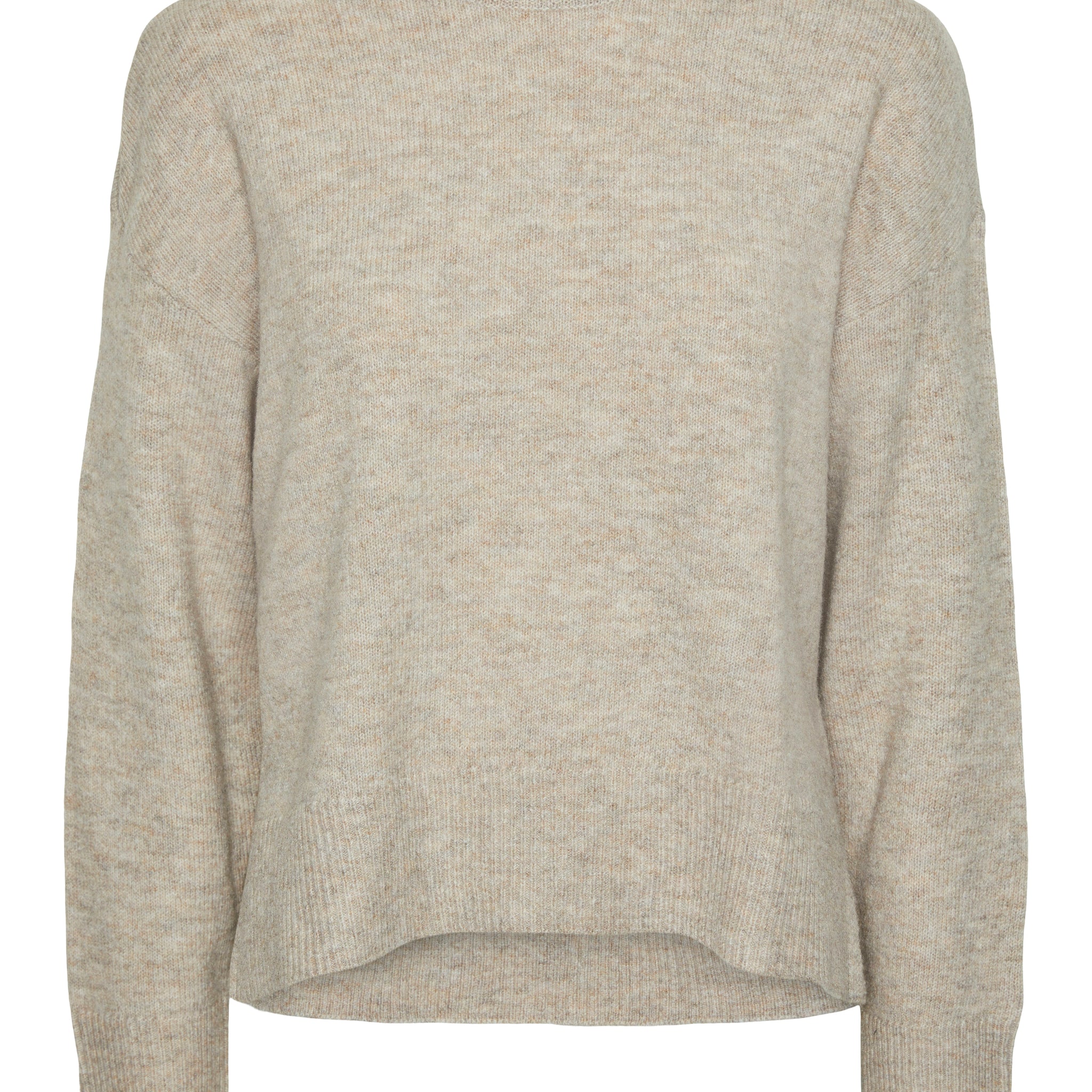 PCMALOU LS O-NECK KNIT NOOS BC taupe 087 070
