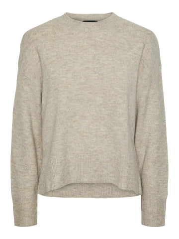 PCMALOU LS O-NECK KNIT NOOS BC taupe 087 070