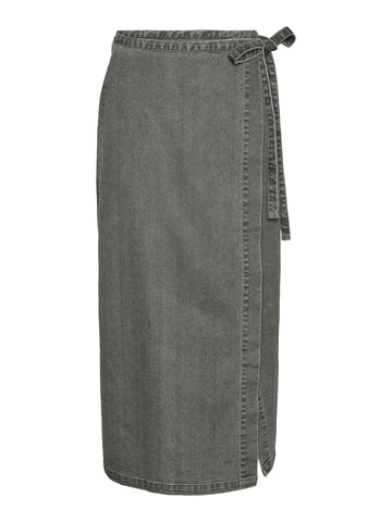 PCABBI MW LONG DENIM WRAP SKIRT D2D light grey denim