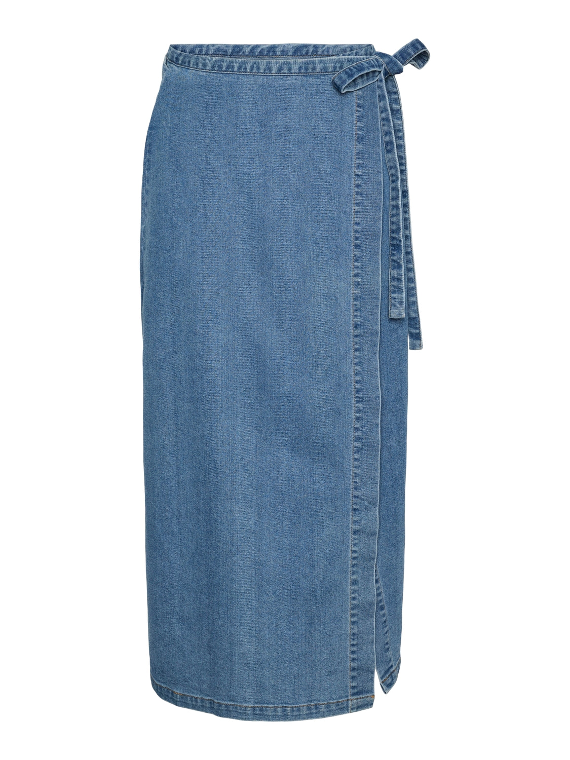 PCABBI MW LONG DENIM WRAP SKIRT D2D LIGHT BLUE DENIM 556