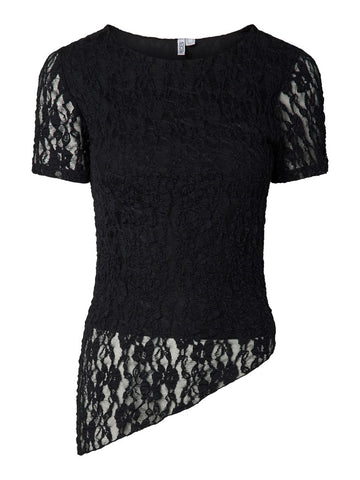 PCARIANA SS ASYMMETRIC LACE TOP D2D