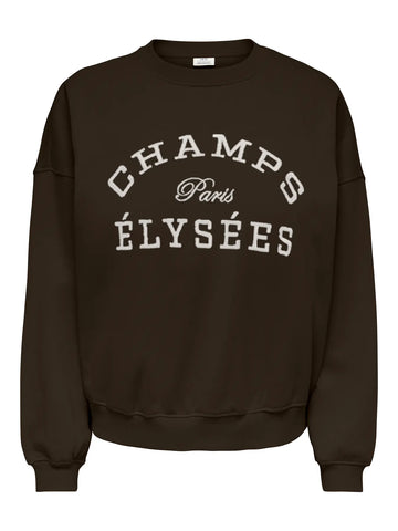 JDYMESA L/S O-NK EMB SWEAT JRS NOOS ganache/champ ecru
