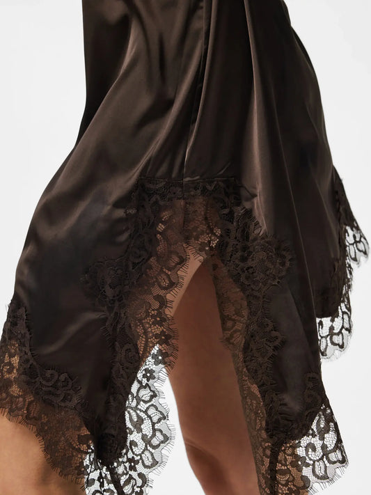 PCNOMI SL SATIN LACE DRESS WVN Hot Fudge
