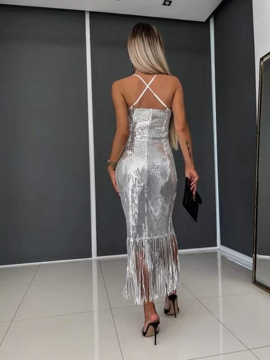 Janni palliet dress silver -19203 34567 556