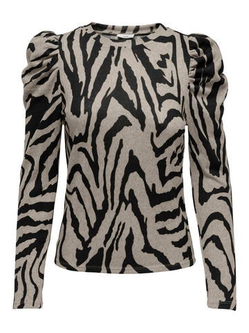 JDYTONSY L/S PUFF SLEEVE TOP JRS ATK Sandshell/AOP:BLACK ZEBRA