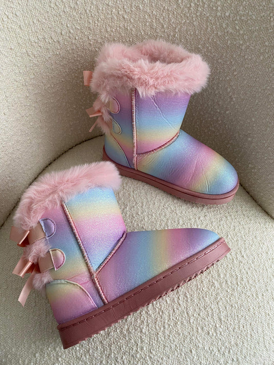 KIDS - rainbow fur boots
