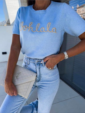 Ohla knit tee blue -AM227