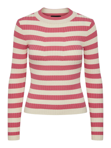 PCCRISTA LS O-NECK KNIT NOOS BC hot pink