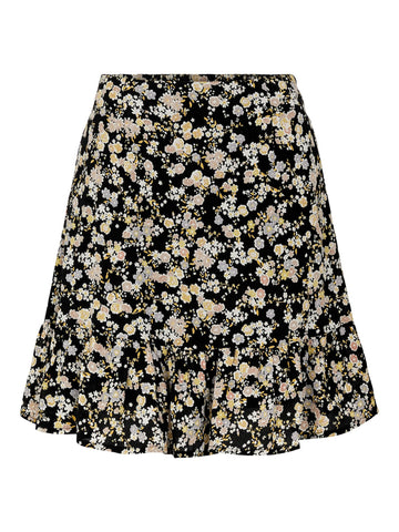 pcgertrude mw skirt black/flowers