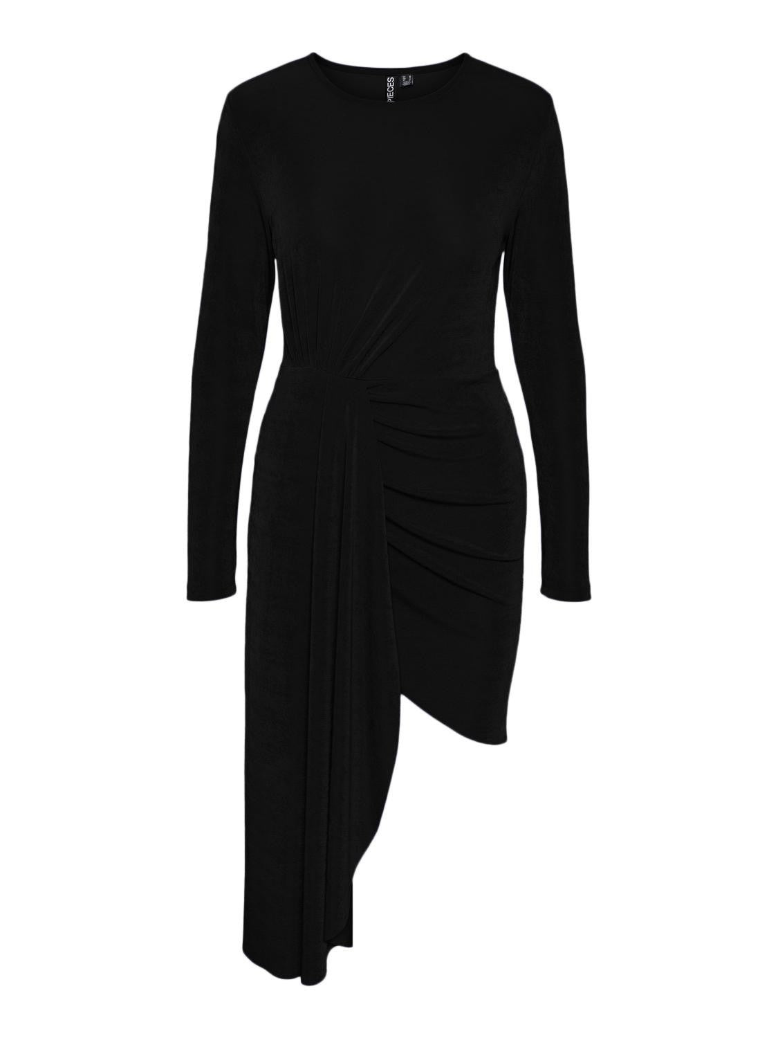 PCJARISSY LS O-NECK SHORT DRESS D2D BLACK