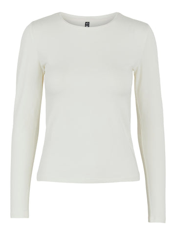 PCKAJSA LS O-NECK TOP BC cloud dancer
